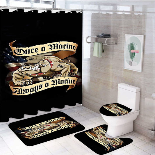 Us Marine Corps 2 4Pcs Bathroom Set Shower Curtain