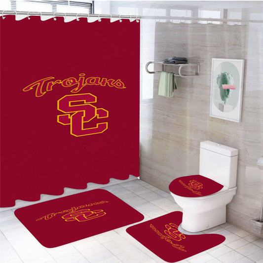 Usc Trojans Nfl 4Pcs Bathroom Set Shower Curtain