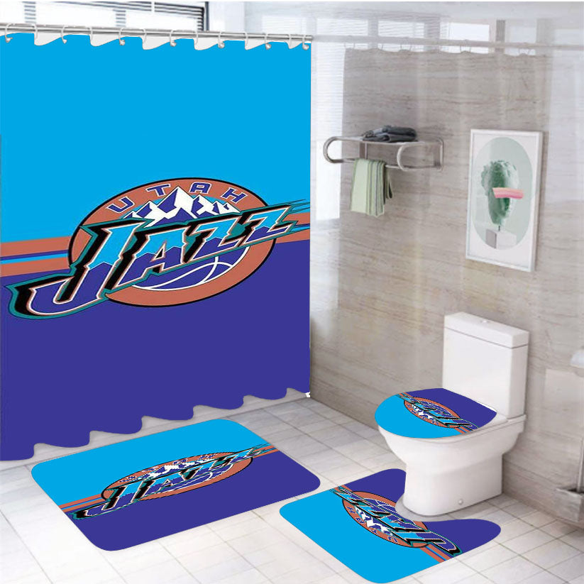 Utah Jazz Basketball Logo 4Pcs Bathroom Set Shower Curtain