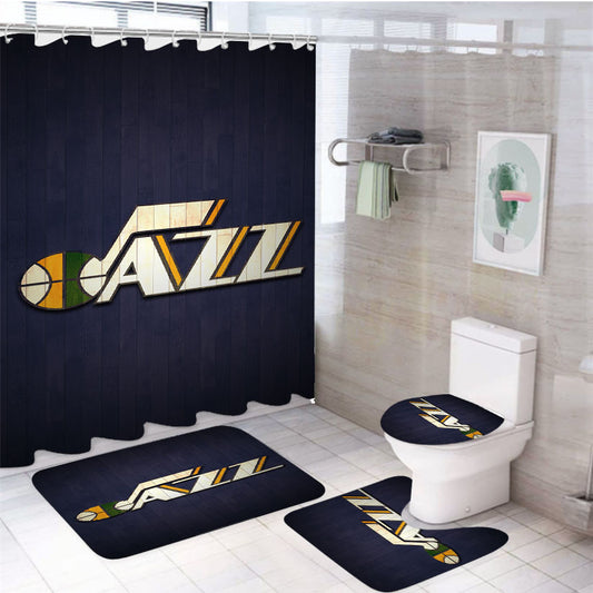 Utah Jazz Emblem 4Pcs Bathroom Set Shower Curtain