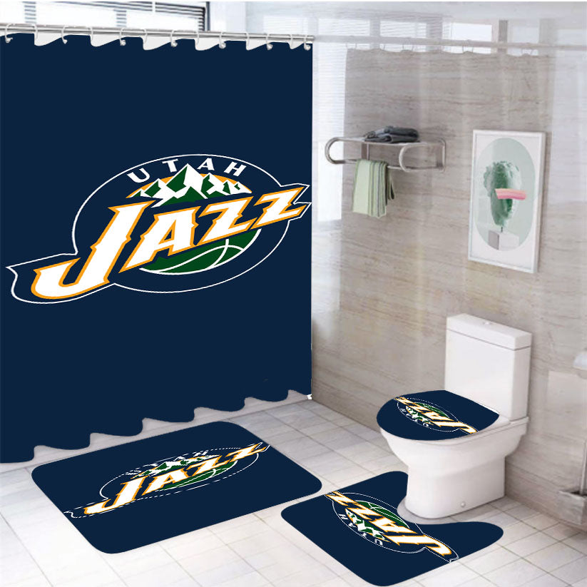 Utah Jazz Logo 4Pcs Bathroom Set Shower Curtain