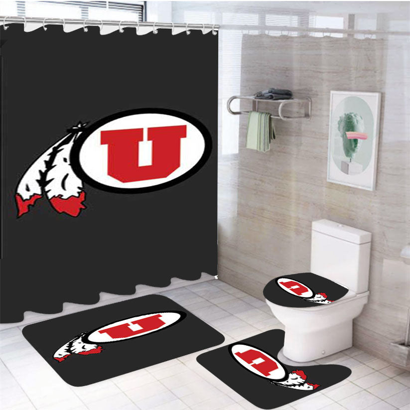 Utah State Logo On Grey 4Pcs Bathroom Set Shower Curtain