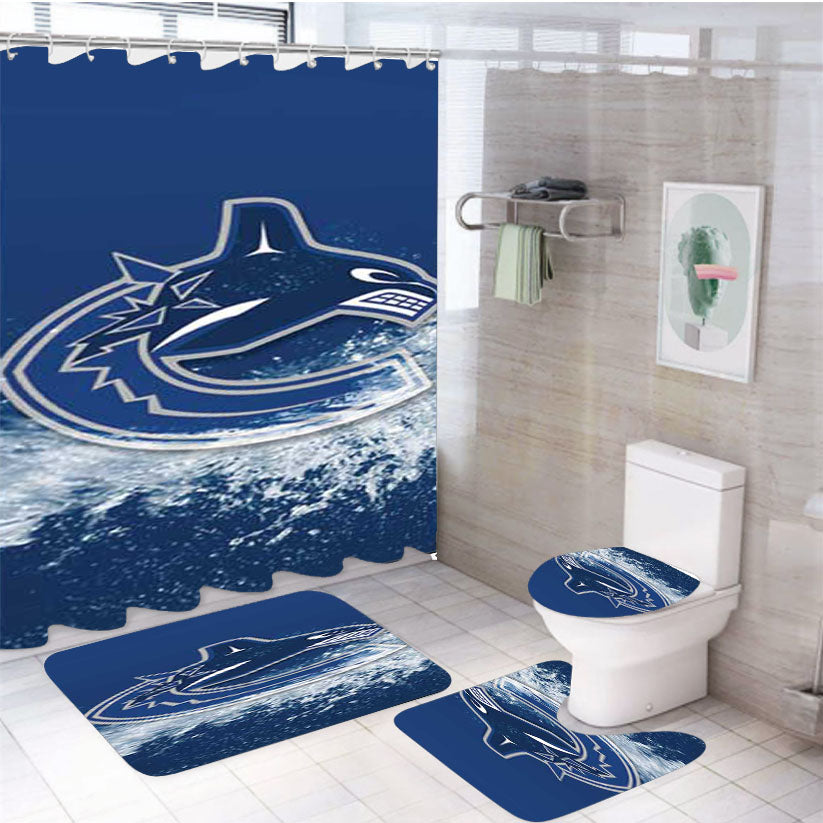 Vancouver Canucks Wave 4Pcs Bathroom Set Shower Curtain