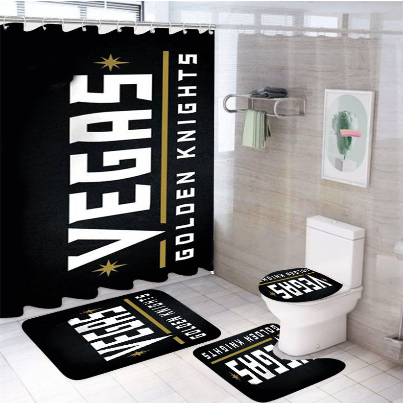 Vegas Golden Knights 4Pcs Bathroom Set Shower Curtain