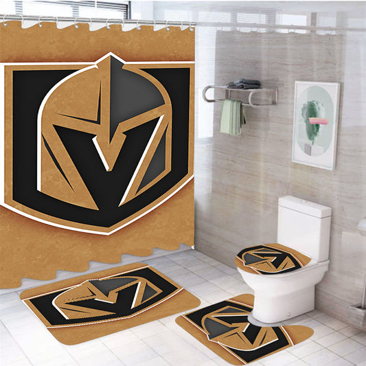 Vegas Golden Knights Helmet Logo 4Pcs Bathroom Set Shower Curtain
