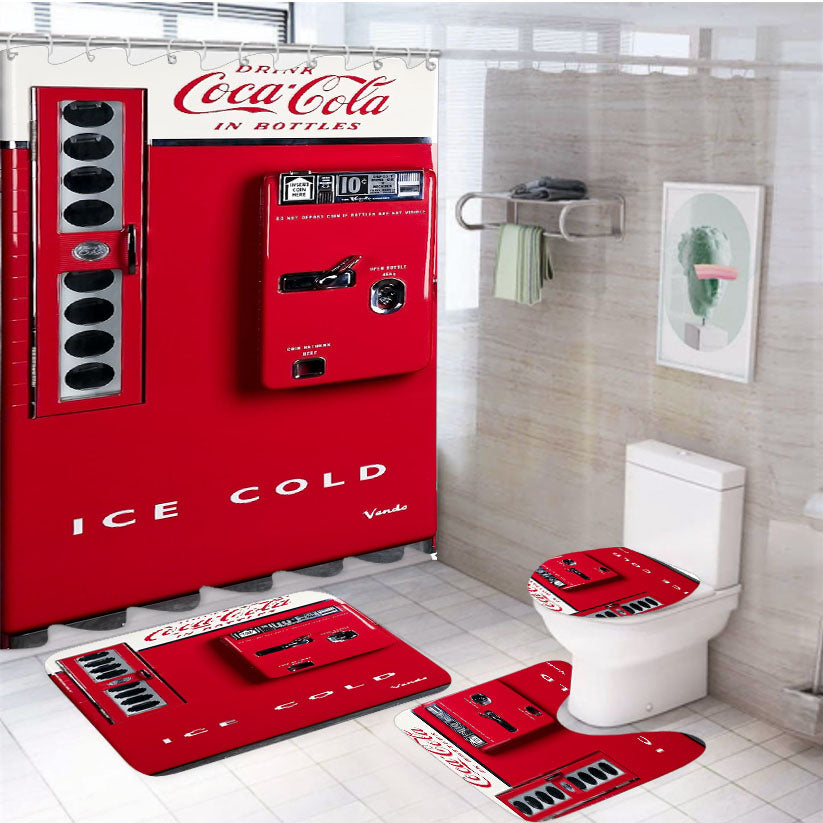 Vending Machine Vintage Coca Cola Drink Ice Cold 4Pcs Bathroom Set Shower Curtain