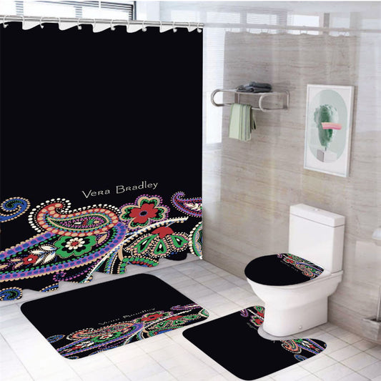 Vera Bradley Petal Paisley Design 4Pcs Bathroom Set Shower Curtain