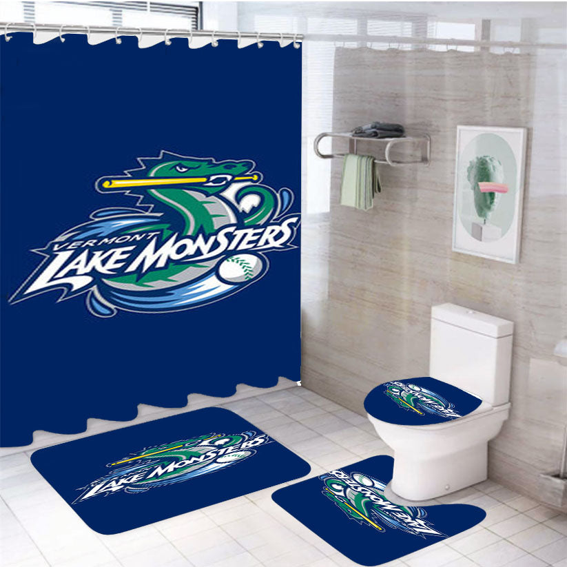 Vermont Lake Monsters Baseball Blue 4Pcs Bathroom Set Shower Curtain