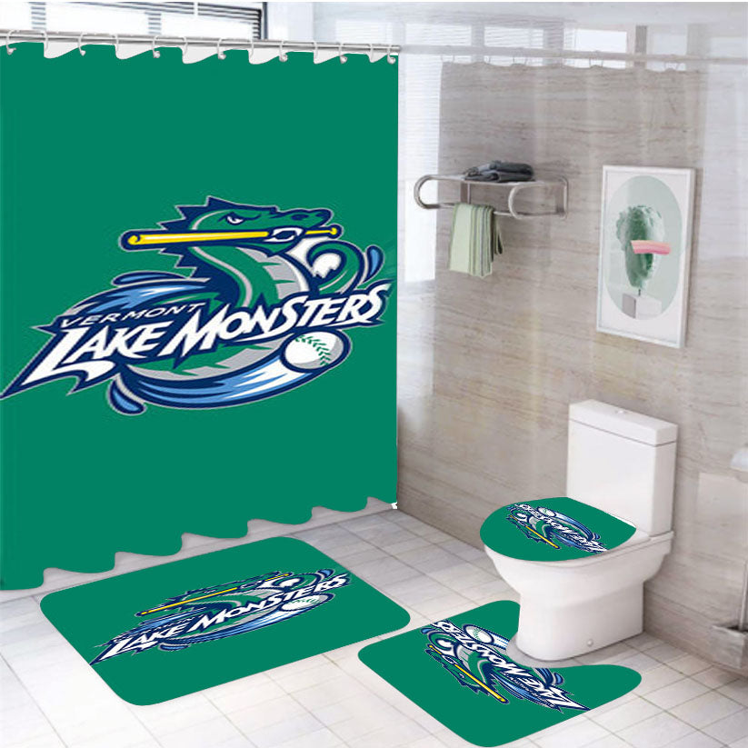 Vermont Lake Monsters Baseball Green 4Pcs Bathroom Set Shower Curtain
