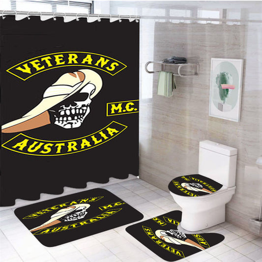 Veterans M C Australia 4Pcs Bathroom Set Shower Curtain