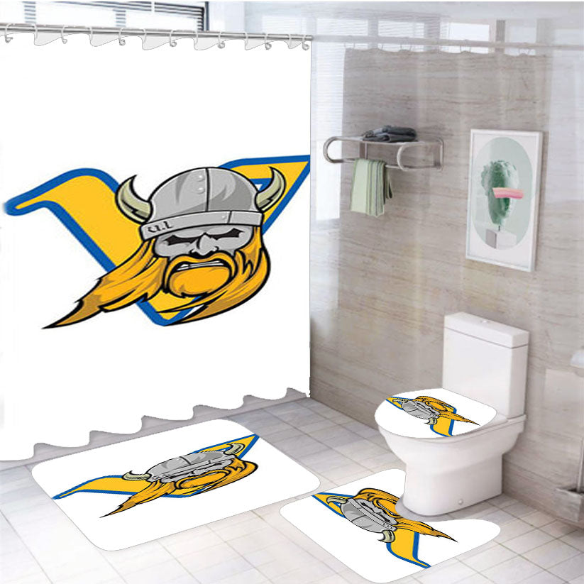 Vikings Logo 4Pcs Bathroom Set Shower Curtain