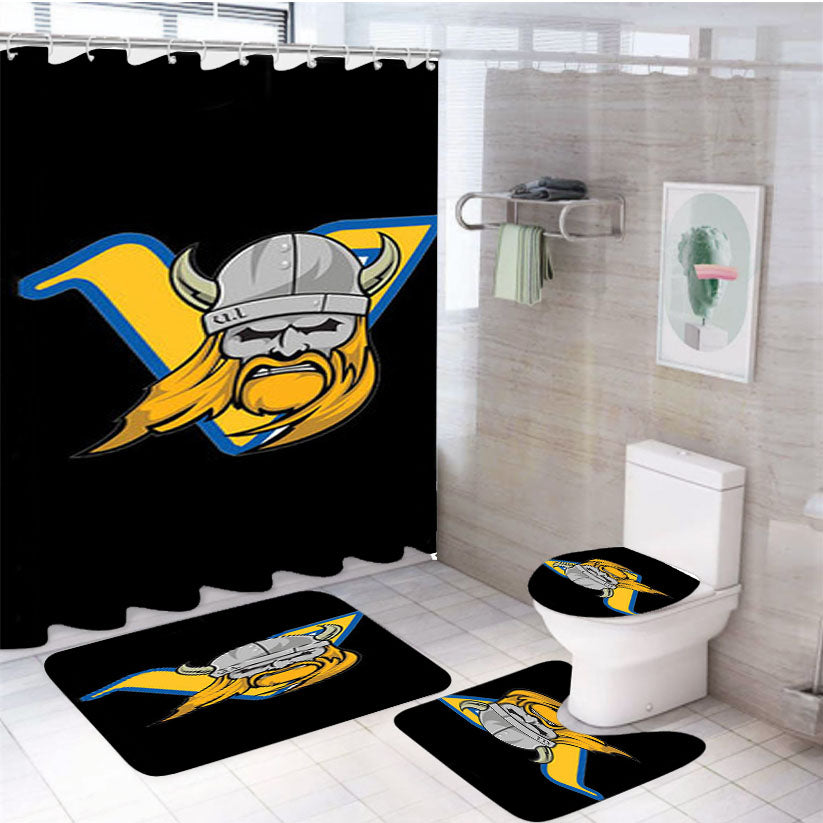 Vikings Logo Black 4Pcs Bathroom Set Shower Curtain
