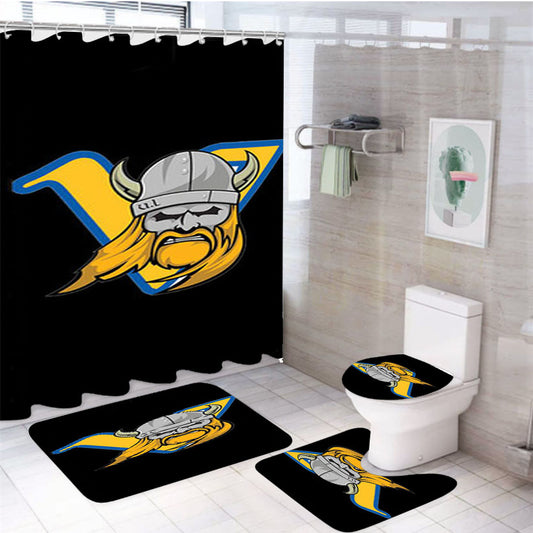 Vikings Logo Black 4Pcs Bathroom Set Shower Curtain