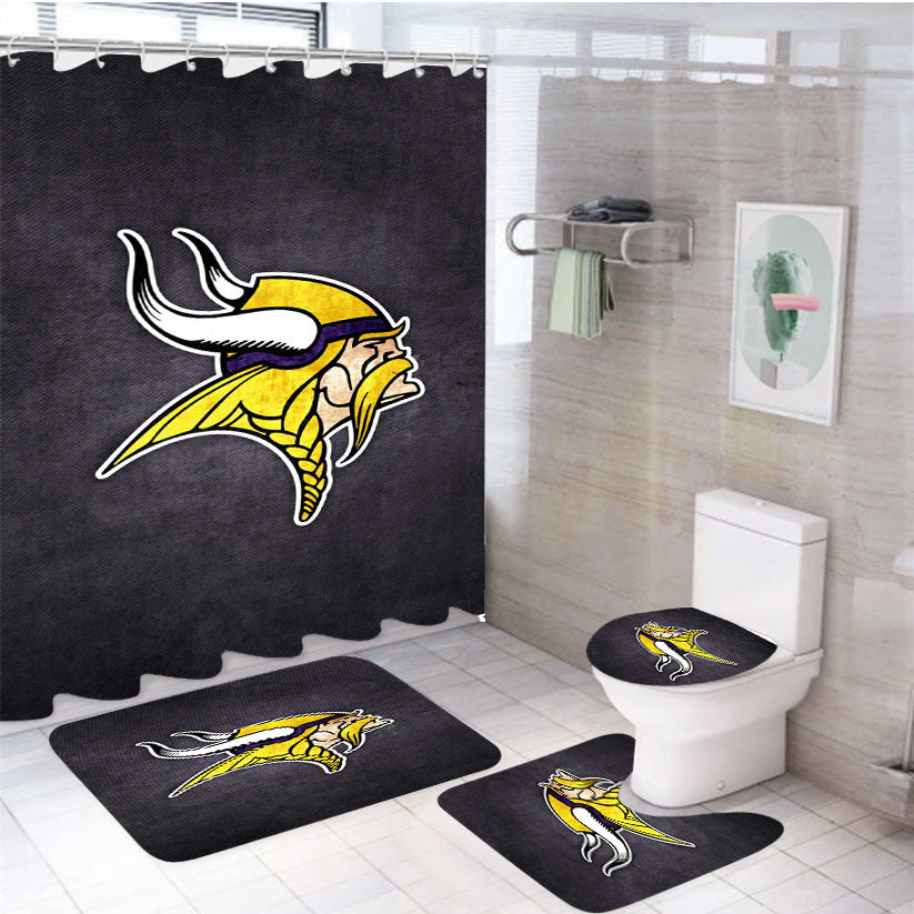 Vikings Logo Football 4Pcs Bathroom Set Shower Curtain