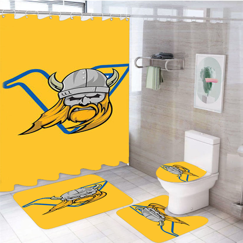 Vikings Logo Yellow 4Pcs Bathroom Set Shower Curtain