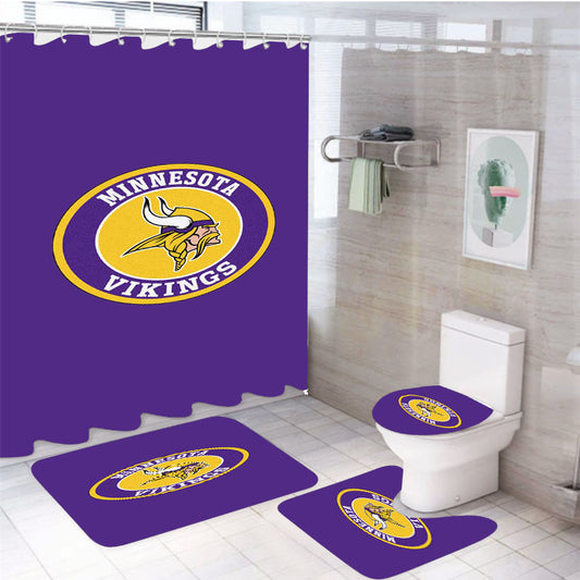 Vikings Logos 4Pcs Bathroom Set Shower Curtain
