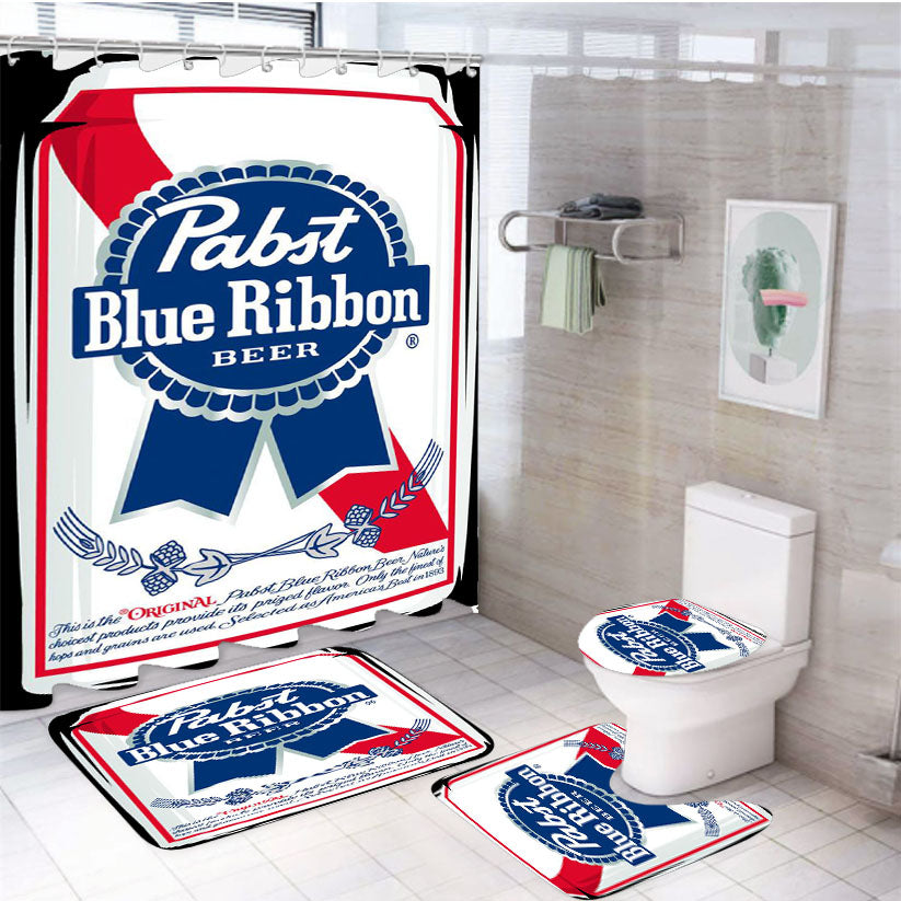 Vintage Pabst Blue Ribbon Beer 4Pcs Bathroom Set Shower Curtain