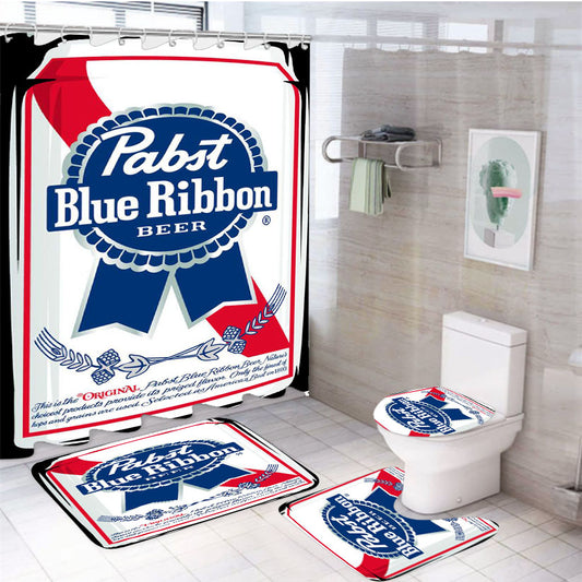 Vintage Pabst Blue Ribbon Beer 4Pcs Bathroom Set Shower Curtain