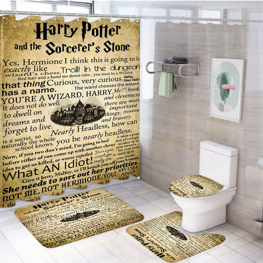 Vintage Retro Harry Potter Quotes 4Pcs Bathroom Set Shower Curtain