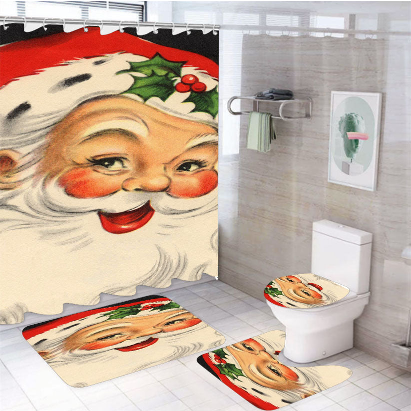 Vintage Santa Claus 1 4Pcs Bathroom Set Shower Curtain