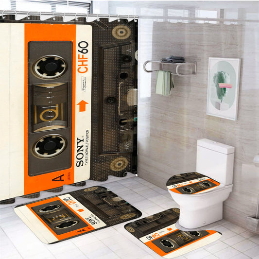 Vintage Sony Chf 60 Minute Type 1 Audio Cassette Tape 4Pcs Bathroom Set Shower Curtain
