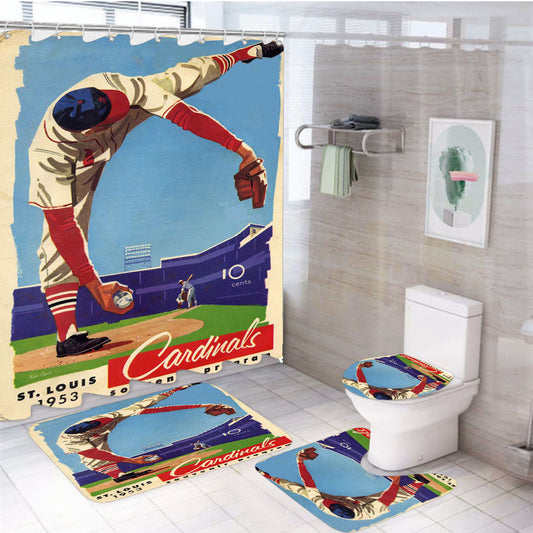 Vintage St Lous Cardinals Scorecard 4Pcs Bathroom Set Shower Curtain