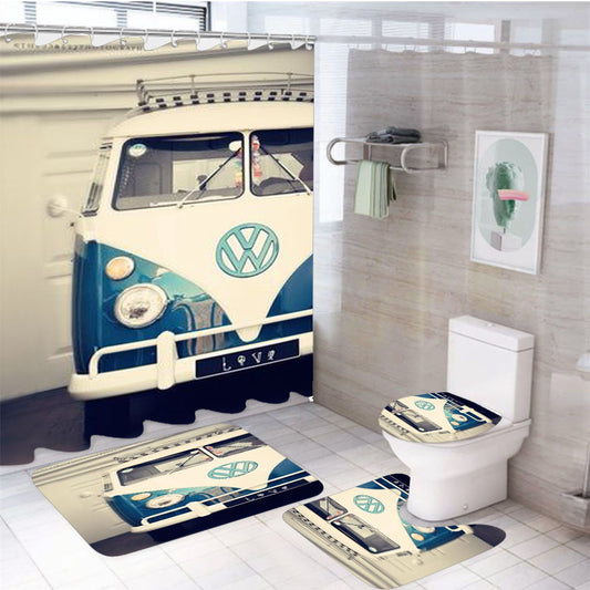 Vintage Volkswagen 4Pcs Bathroom Set Shower Curtain