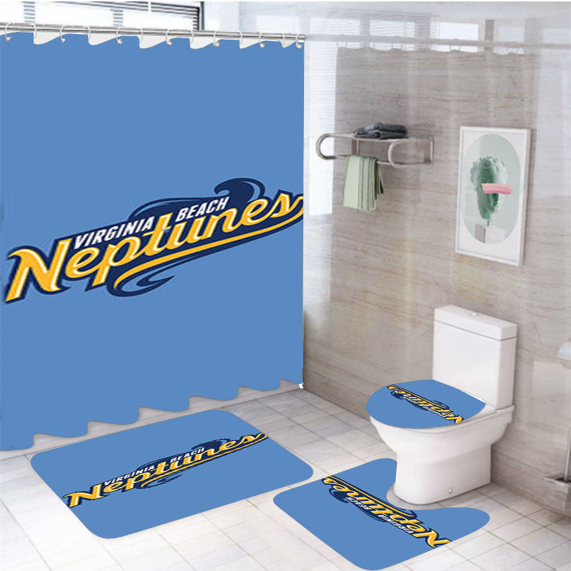 Virginia Beach Neptunes Baseball Logo Blue 4Pcs Bathroom Set Shower Curtain