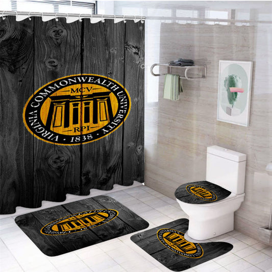 Virginia Commonwealth University 1838 Logo Dark Wood 4Pcs Bathroom Set Shower Curtain