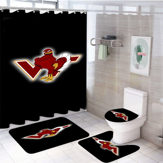 Virginia Tech Black 4Pcs Bathroom Set Shower Curtain