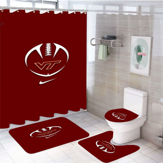 Virginia Tech Hokies 4Pcs Bathroom Set Shower Curtain