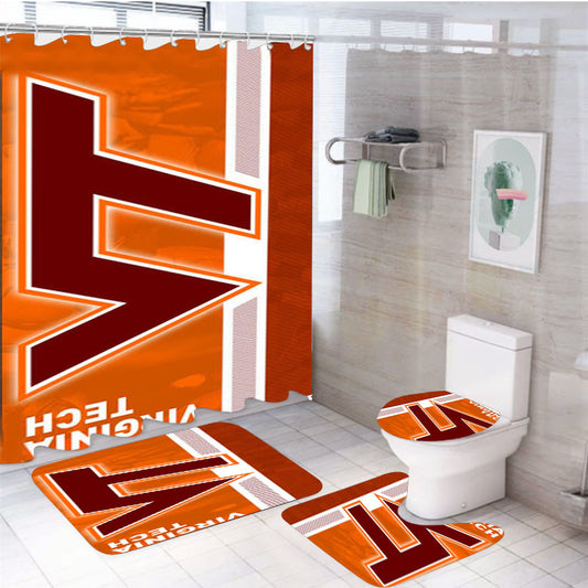 Virginia Tech Stripe 4Pcs Bathroom Set Shower Curtain