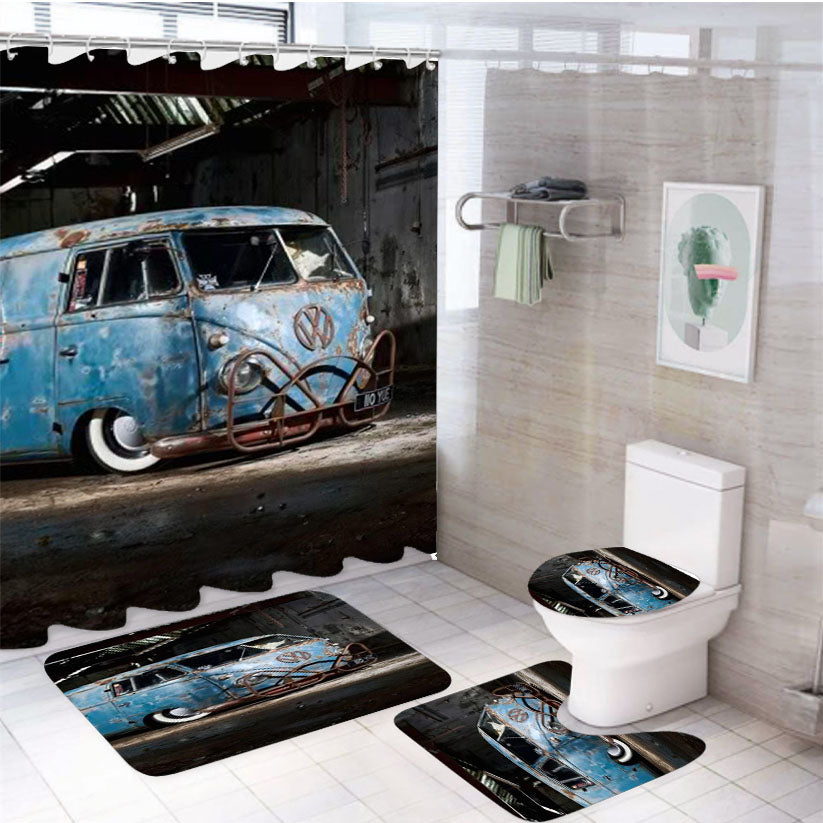 Volkswagen Classic Car  4Pcs Bathroom Set Shower Curtain