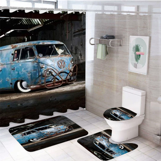 Volkswagen Classic Car  4Pcs Bathroom Set Shower Curtain