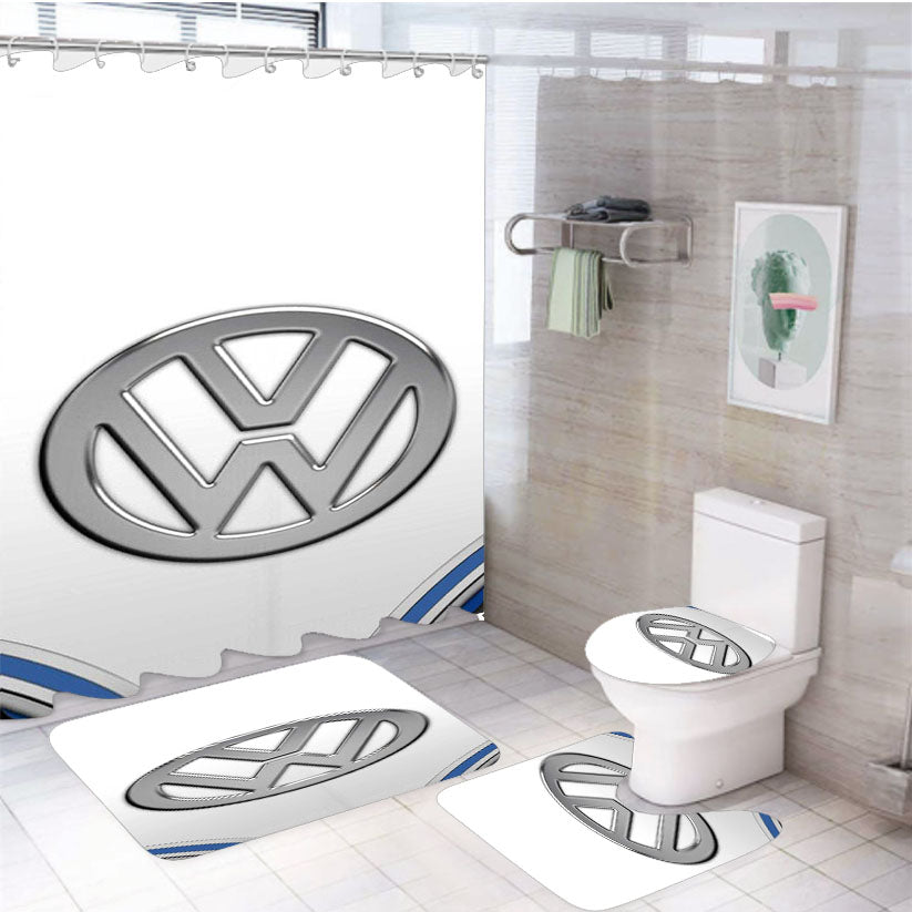 Volkswagen Minibus Logo 4Pcs Bathroom Set Shower Curtain