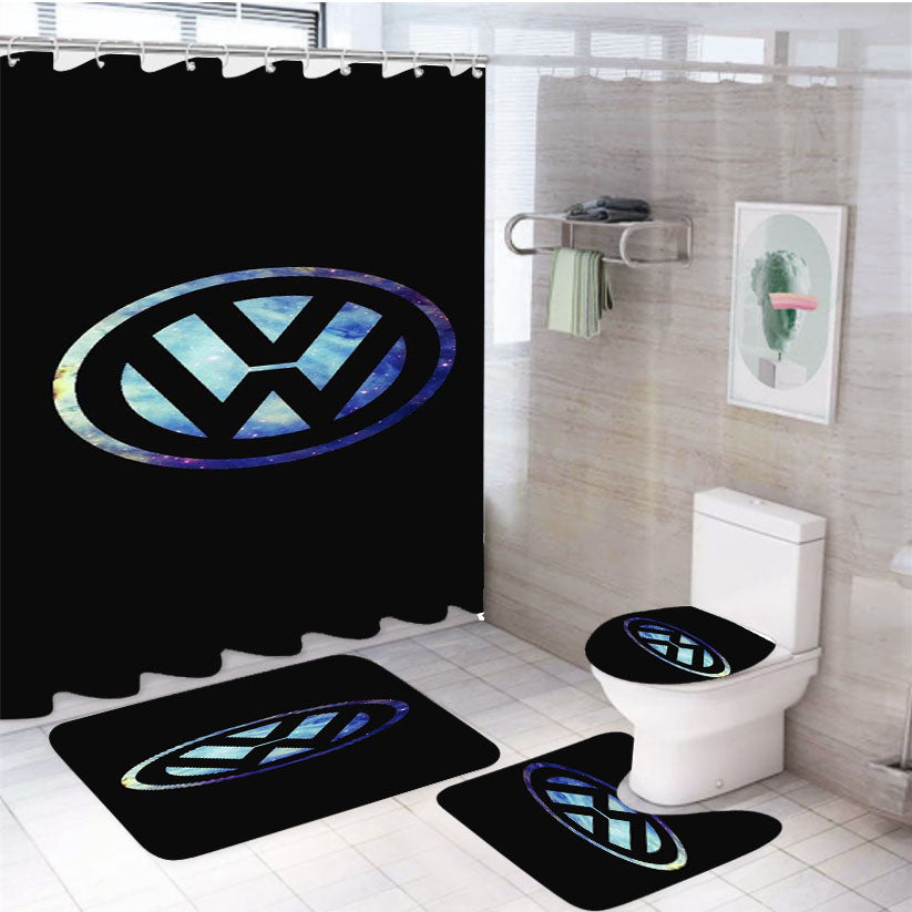 Vw Logo 4Pcs Bathroom Set Shower Curtain
