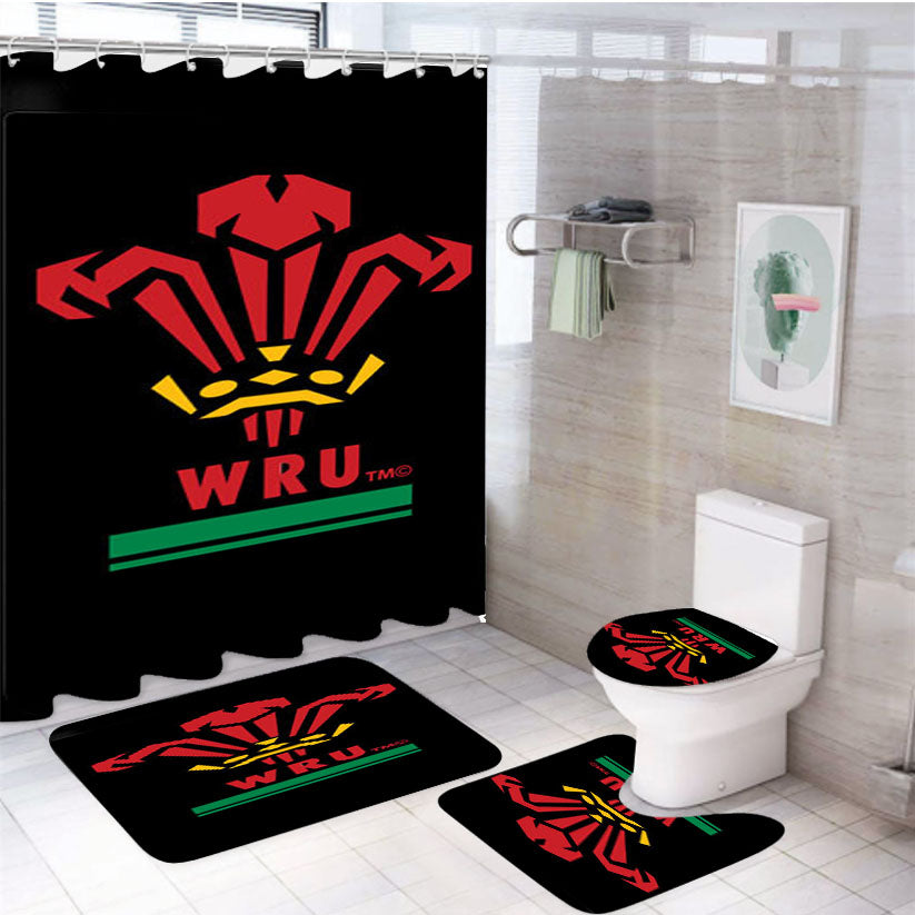 Wales Rugby 4Pcs Bathroom Set Shower Curtain