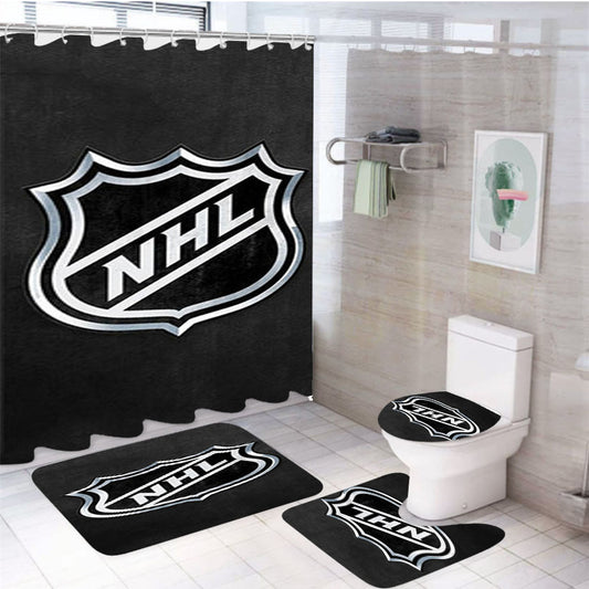 Wall Nhl Logo 4Pcs Bathroom Set Shower Curtain