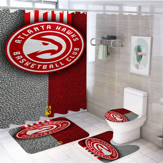 Wallpaper Sport Logo Basketball Atlanta Hawks Nba 4Pcs Bathroom Set Shower Curtain