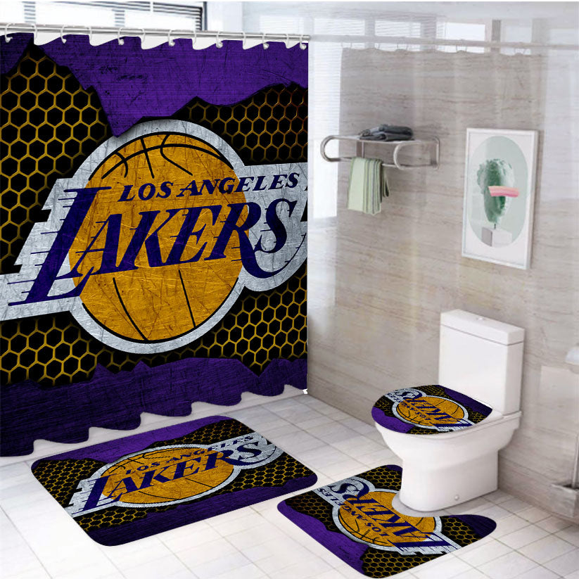 Wallpaper Sport Logo Basketball Nba Los Angeles Lakers 4Pcs Bathroom Set Shower Curtain