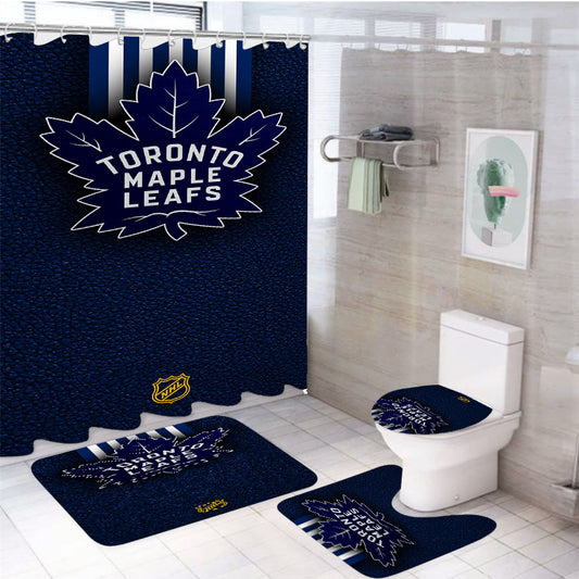 Wallpaper Sport Logo Nhl Hockey Toronto Maple Leafs 4Pcs Bathroom Set Shower Curtain