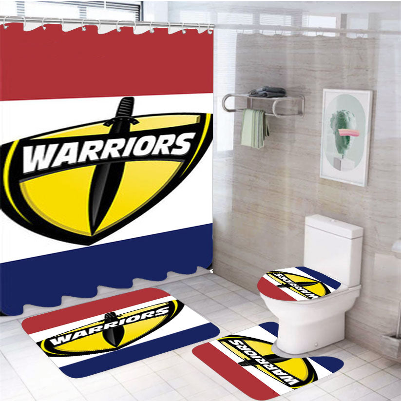 Warriors 4Pcs Bathroom Set Shower Curtain