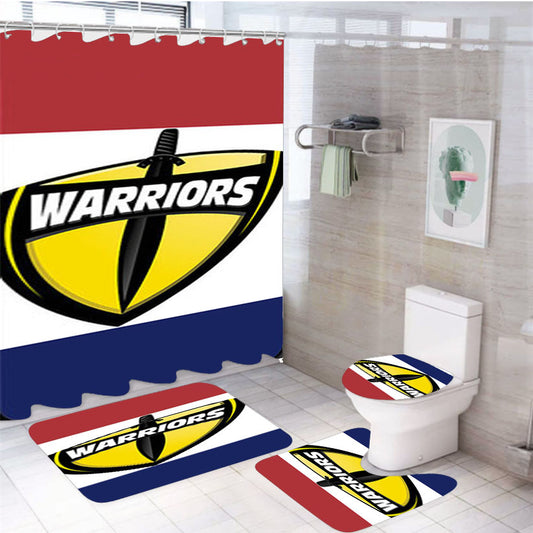 Warriors 4Pcs Bathroom Set Shower Curtain