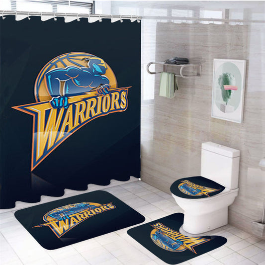 Warriors Logo 4Pcs Bathroom Set Shower Curtain