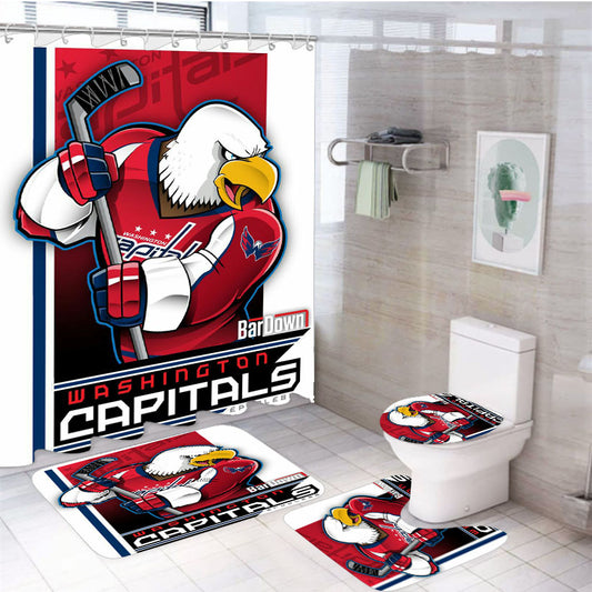 Washington Capitals 4Pcs Bathroom Set Shower Curtain