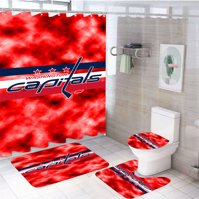 Washington Capitals 2018 4Pcs Bathroom Set Shower Curtain