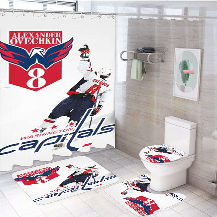 Washington Capitals Alex Ovechkin 4Pcs Bathroom Set Shower Curtain