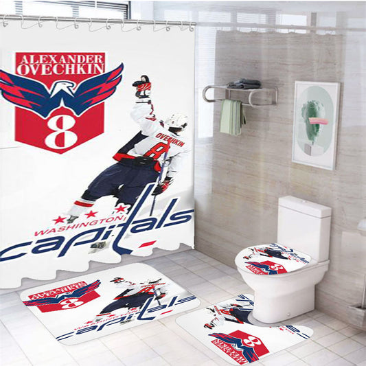 Washington Capitals Alex Ovechkin 4Pcs Bathroom Set Shower Curtain