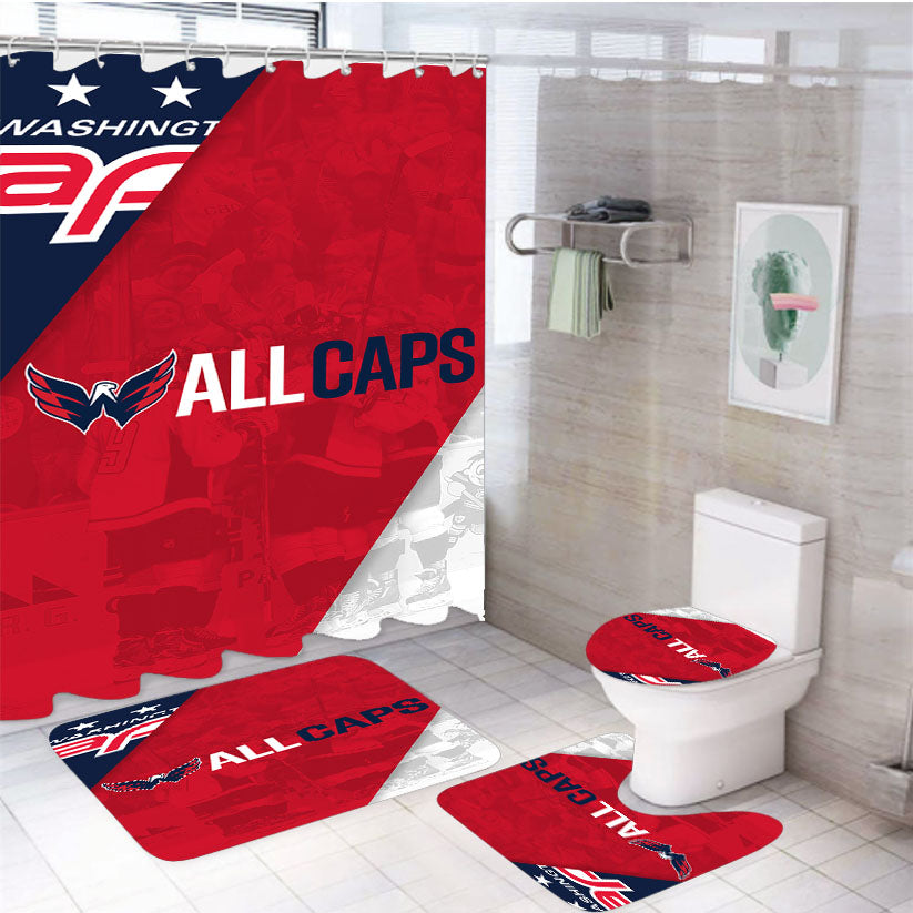 Washington Capitals All Caps 4Pcs Bathroom Set Shower Curtain