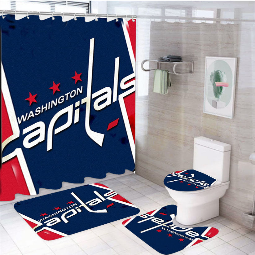 Washington Capitals Grunge 4Pcs Bathroom Set Shower Curtain